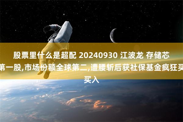 股票里什么是超配 20240930 江波龙 存储芯片第一股,市场份额全球第二,遭腰斩后获社保基金疯狂买入